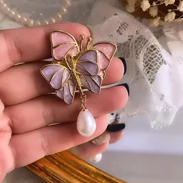 Retro French Butterfly Enamel Hijab Brooch